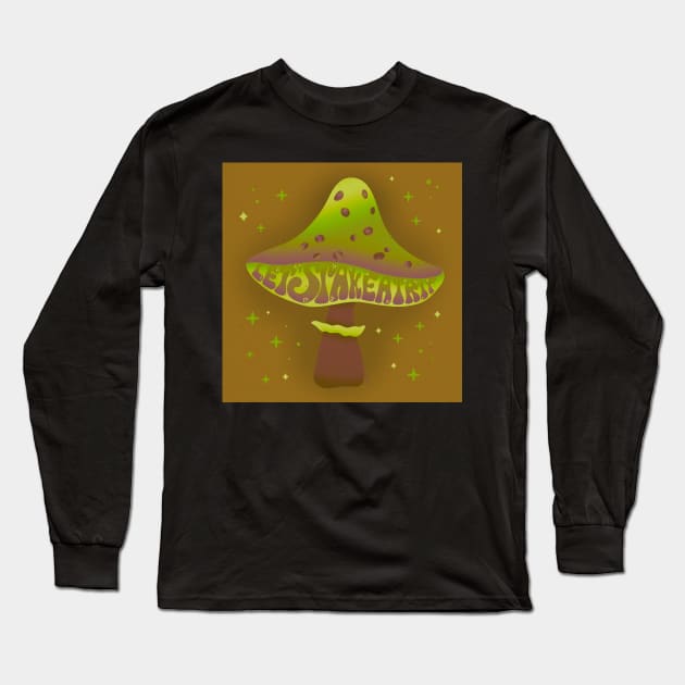 Trippy Mushroom - Ochre Lime Green Long Sleeve T-Shirt by repettosa